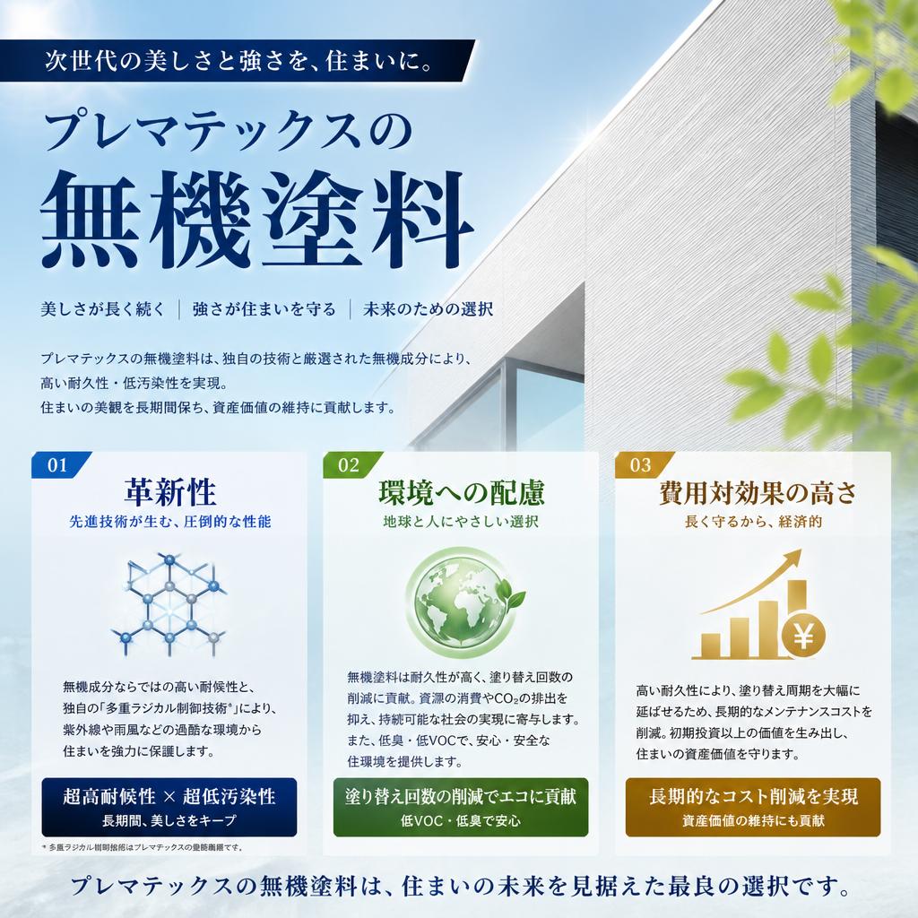 プレマテックスの無機塗料、選ばれる理由