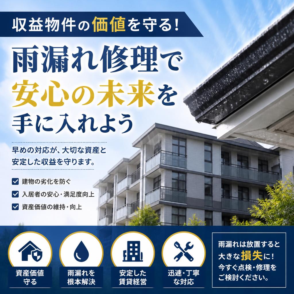 収益物件の価値を守る！雨漏れ修理で安心の未来を手に入れよう