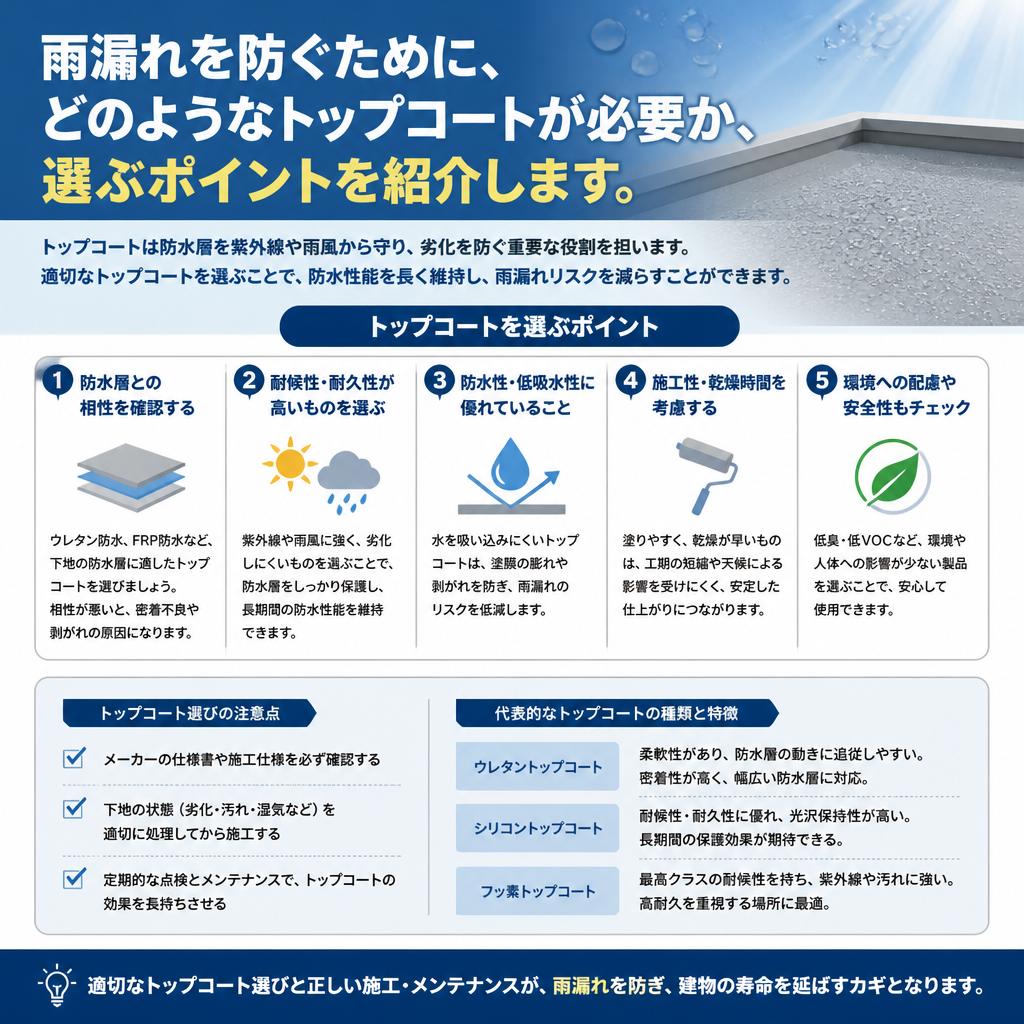 2. 雨漏れ防止のためのトップコート
