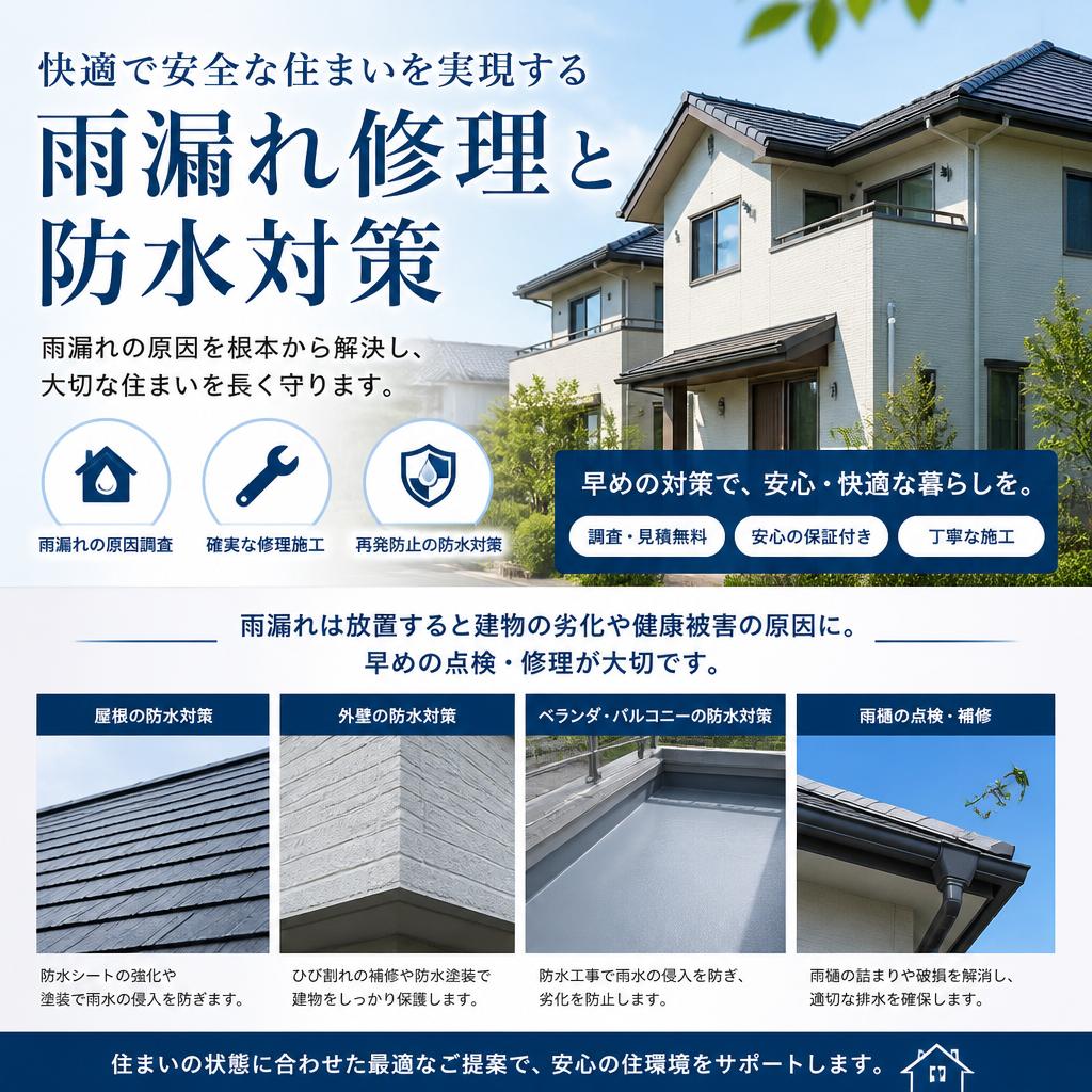 快適で安全な住まいを実現する雨漏れ修理と防水対策