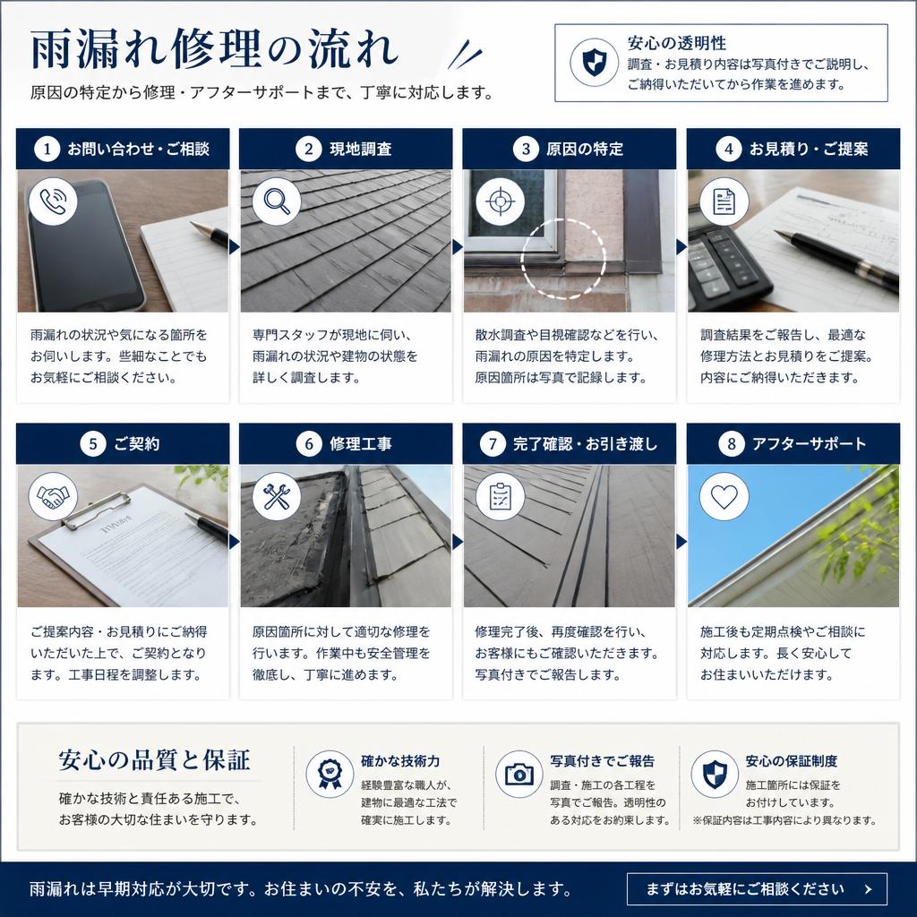 4. 雨漏れ修理の流れ