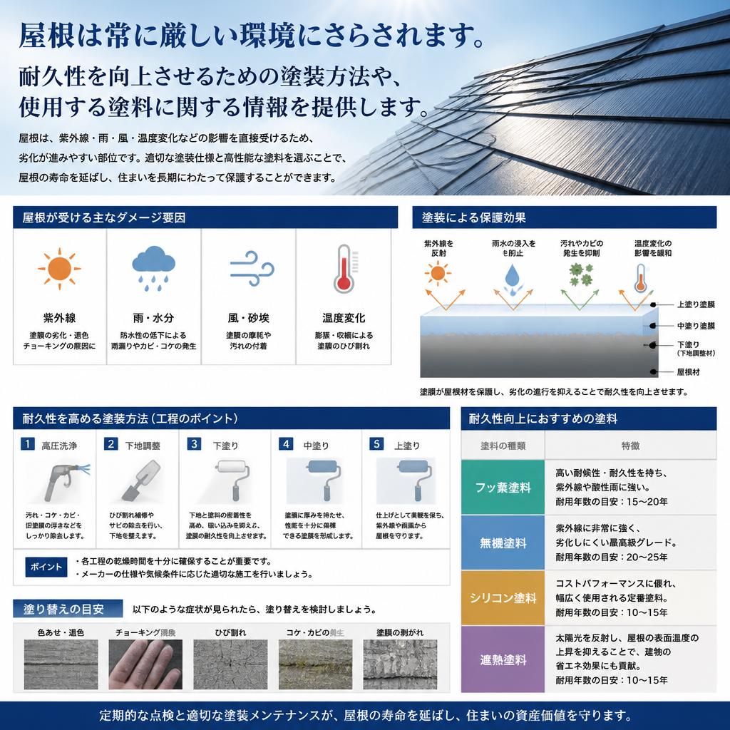 耐久性向上のための屋根塗装