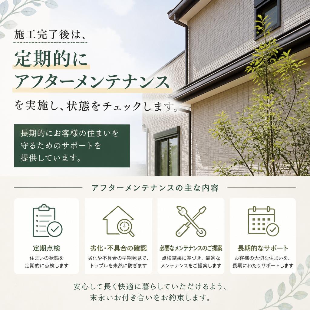 アフターメンテナンスの充実
