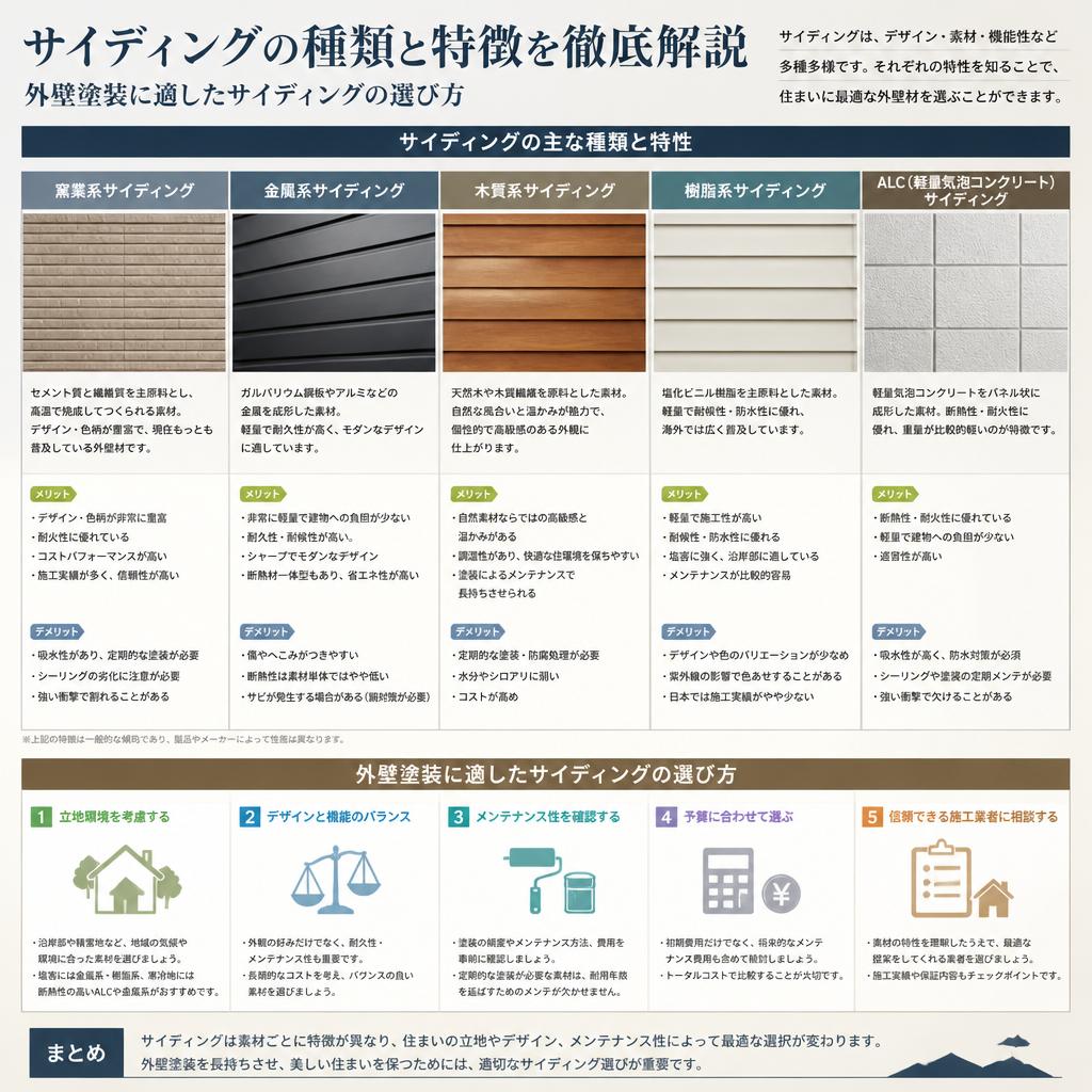 サイディングの種類と特徴