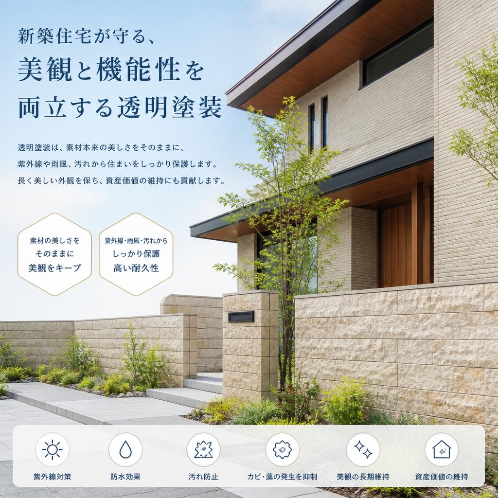 新築住宅が守る、美観と機能性を両立する透明塗装