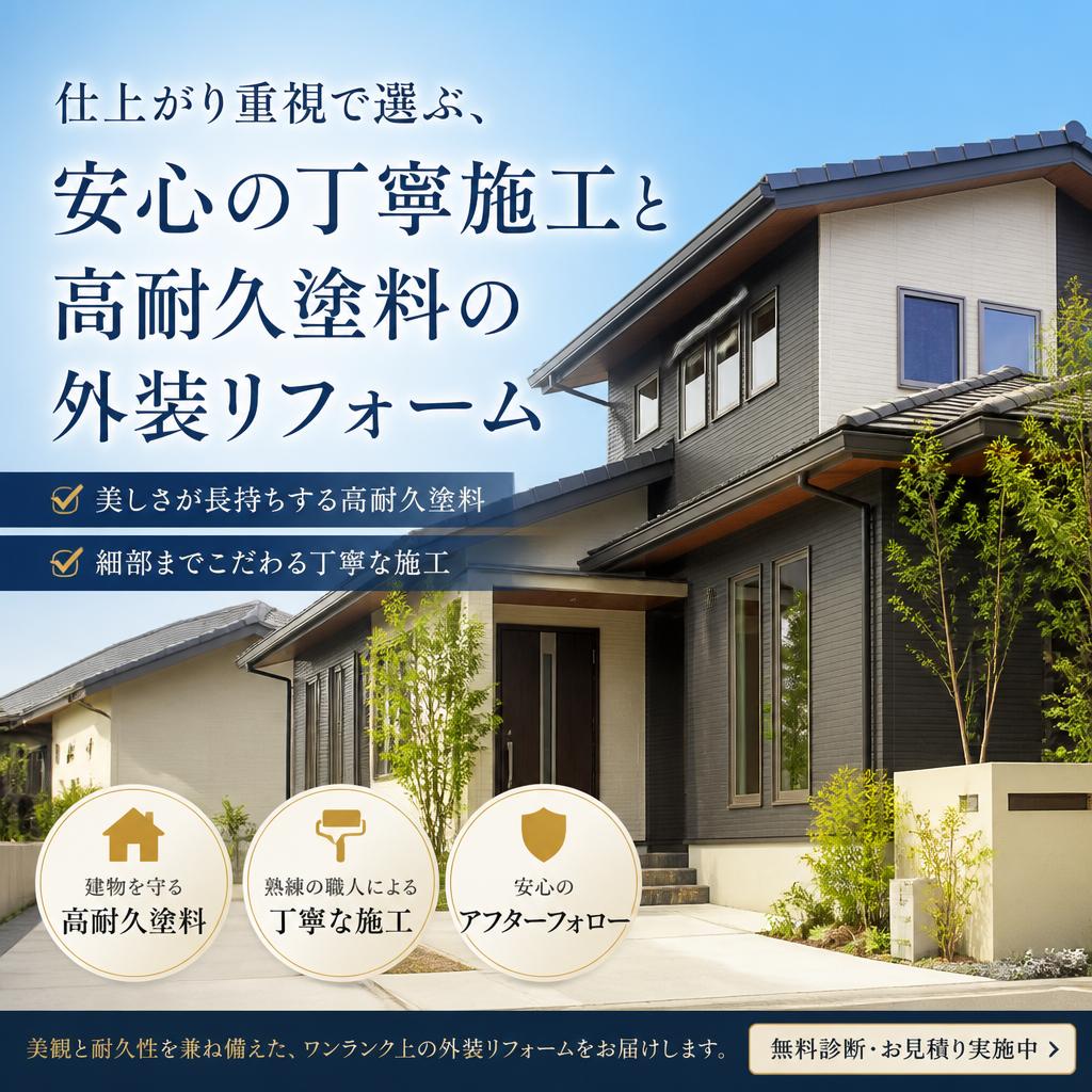仕上がり重視で選ぶ、安心の丁寧施工と高耐久塗料の外装リフォーム