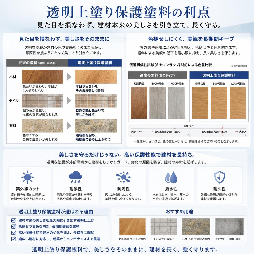 なぜ透明上塗り？ - 従来の塗料との違い
