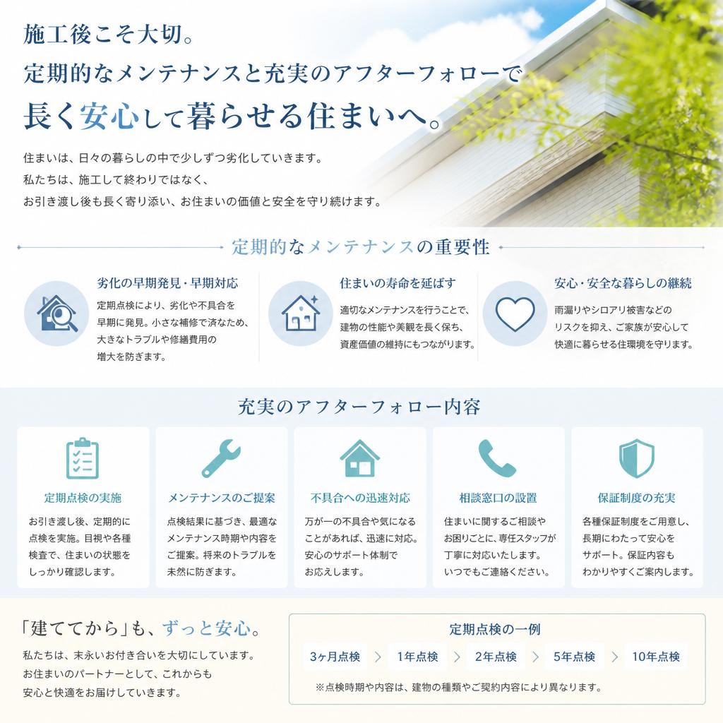 アフターフォローとメンテナンス