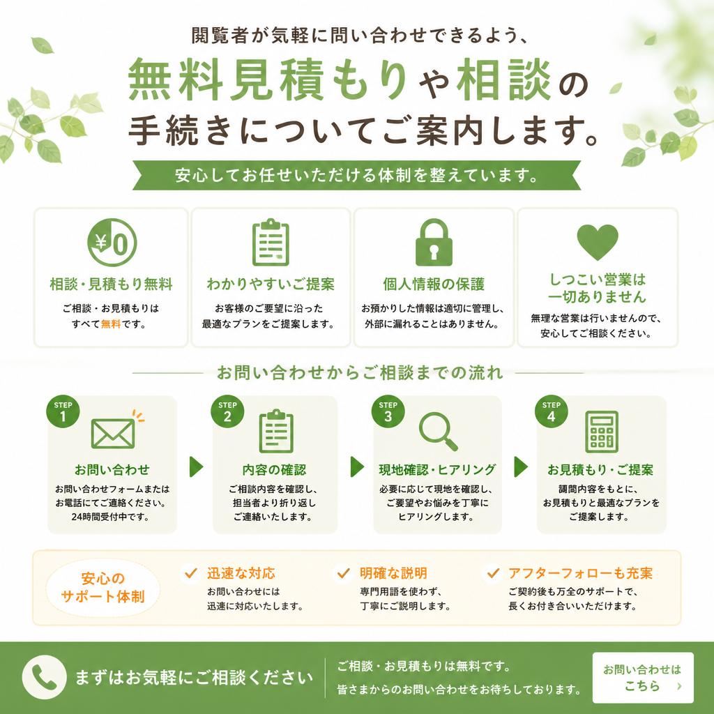 7. 無料見積もり・相談ページ