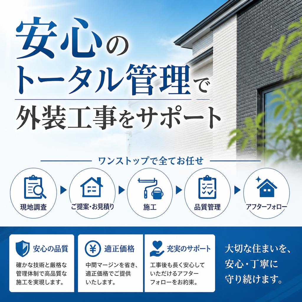 安心のトータル管理で外装工事をサポート