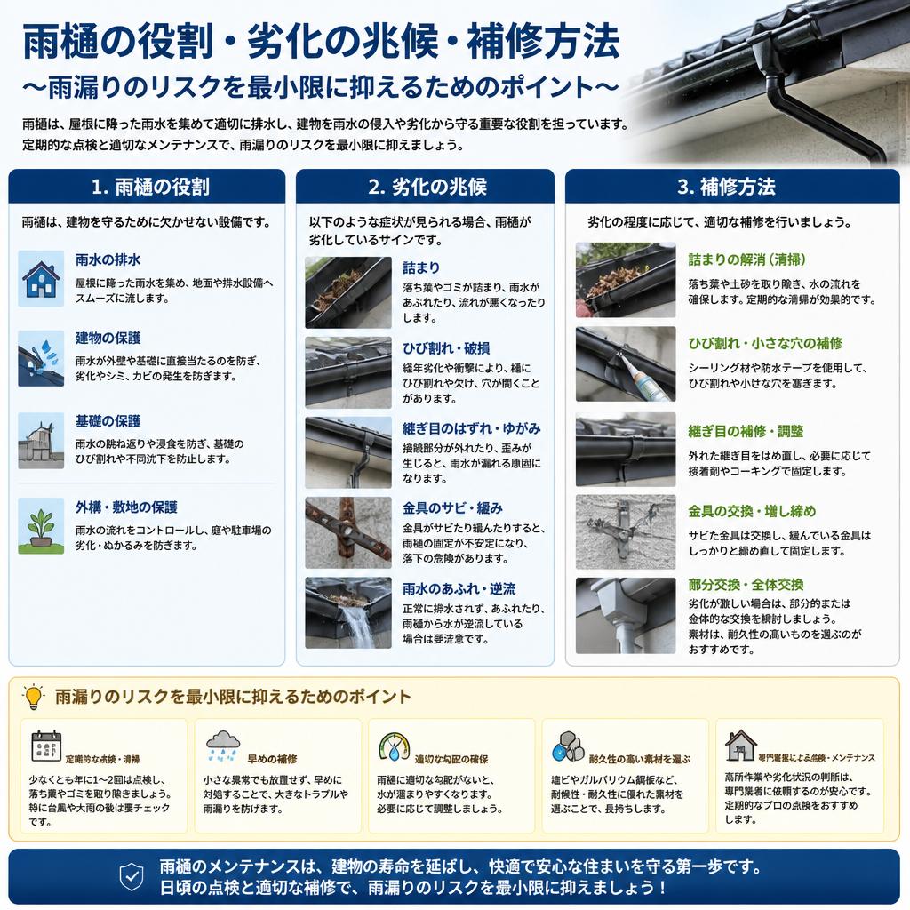 雨樋の補修で漏水を防ぐ