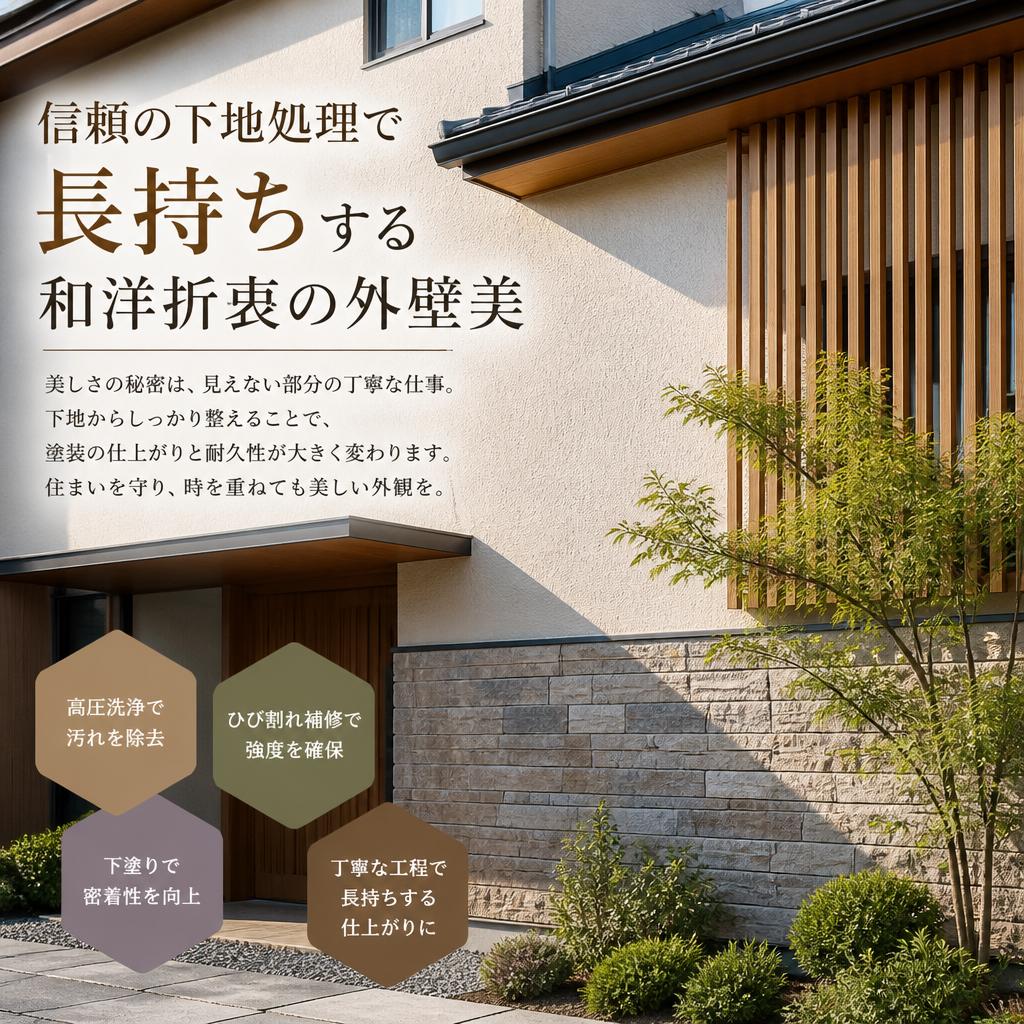 信頼の下地処理で長持ちする和洋折衷の外壁美