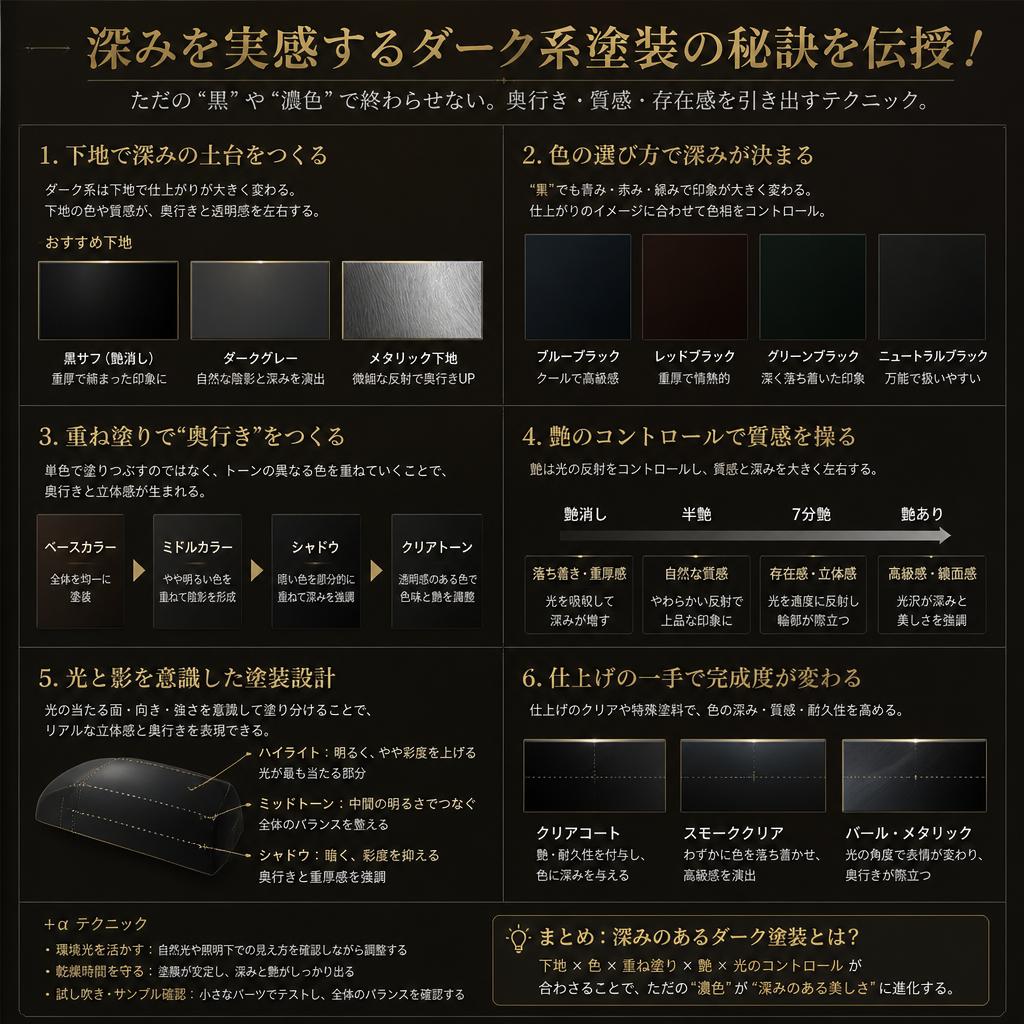 深みを実感するダーク系塗装の秘訣を伝授！